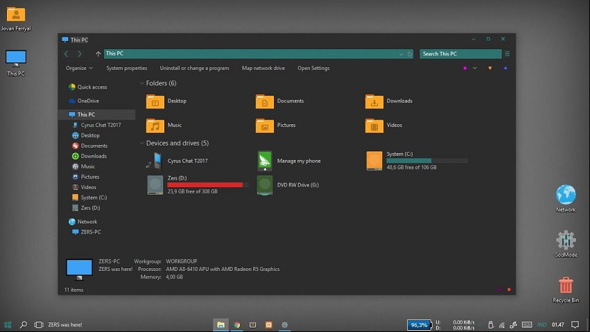 Características de Windows 10 Numix Duo