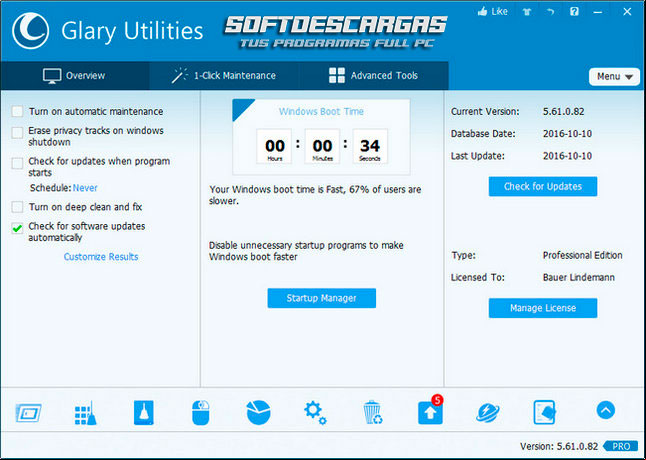 Características de Glary Utilities PRO Full