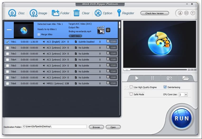 Características de WinX DVD Ripper Platinum 8 Descargar