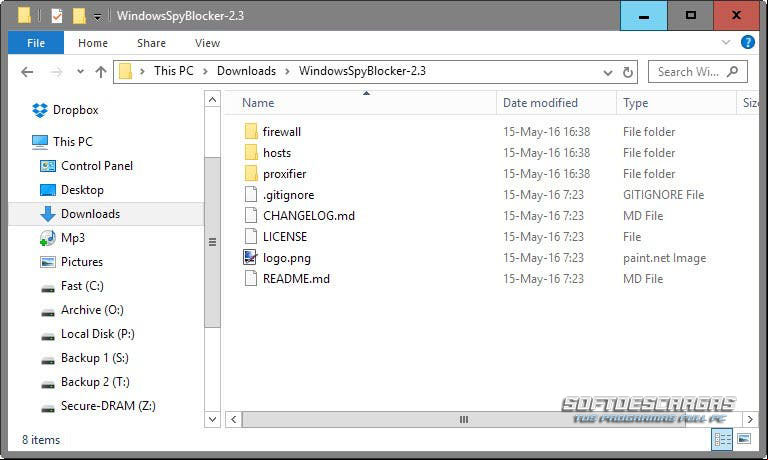 Características de Windows Spy Blocker