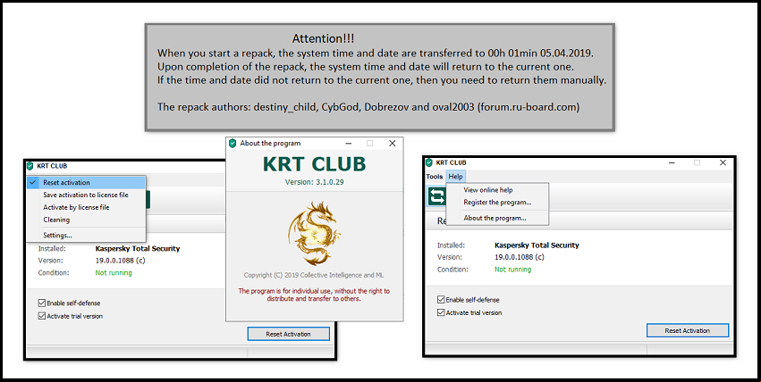 KRT Club - Kaspersky Trial Resetter version 3.1.0.29 ATB Final
